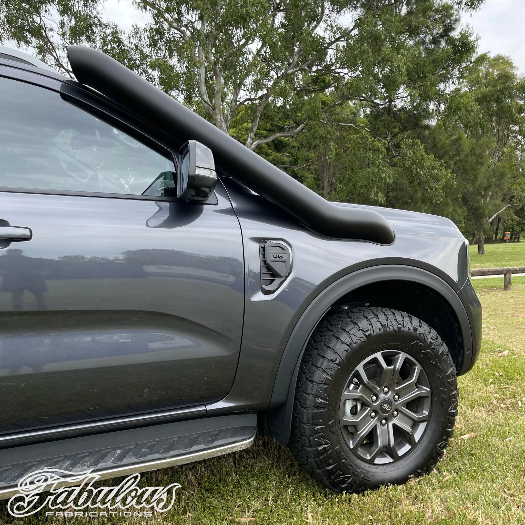 Ford Ranger Next Gen 5 Inch Mid Entry Stainless Snorkel, Alloy Washer Bottle and Alloy Airbox Kit