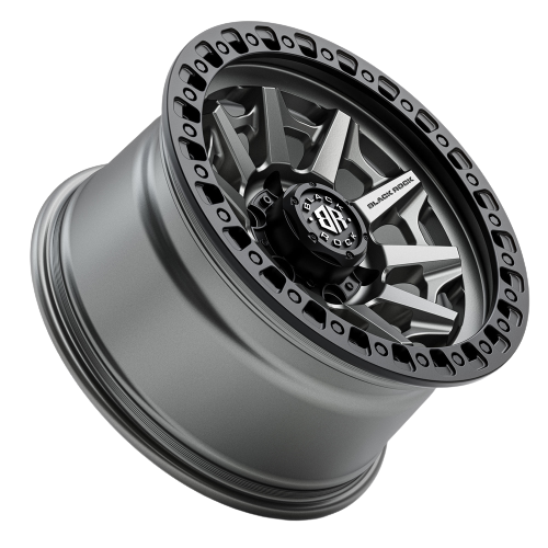 Black Rock Cage Gunmetal Grey Black Ring