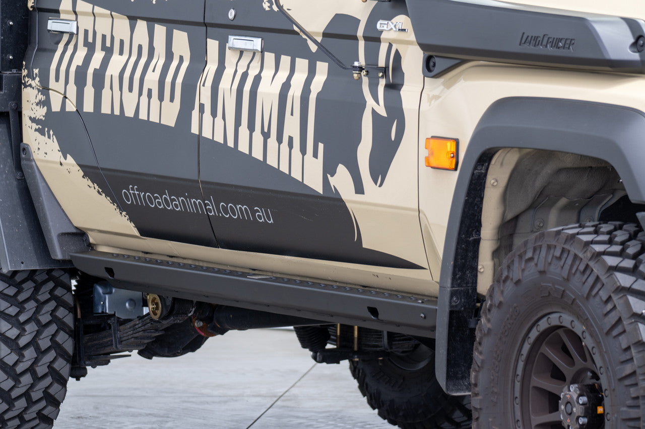 Offroad Animal Rock Sliders Welded Assembly, suitable for Toyota Land Cruiser 78 and 79 Series, 2007 To current