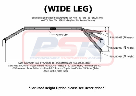 PSR Roof Top Tent NON Tilt Mounting Rail System (Baja Rack Style)