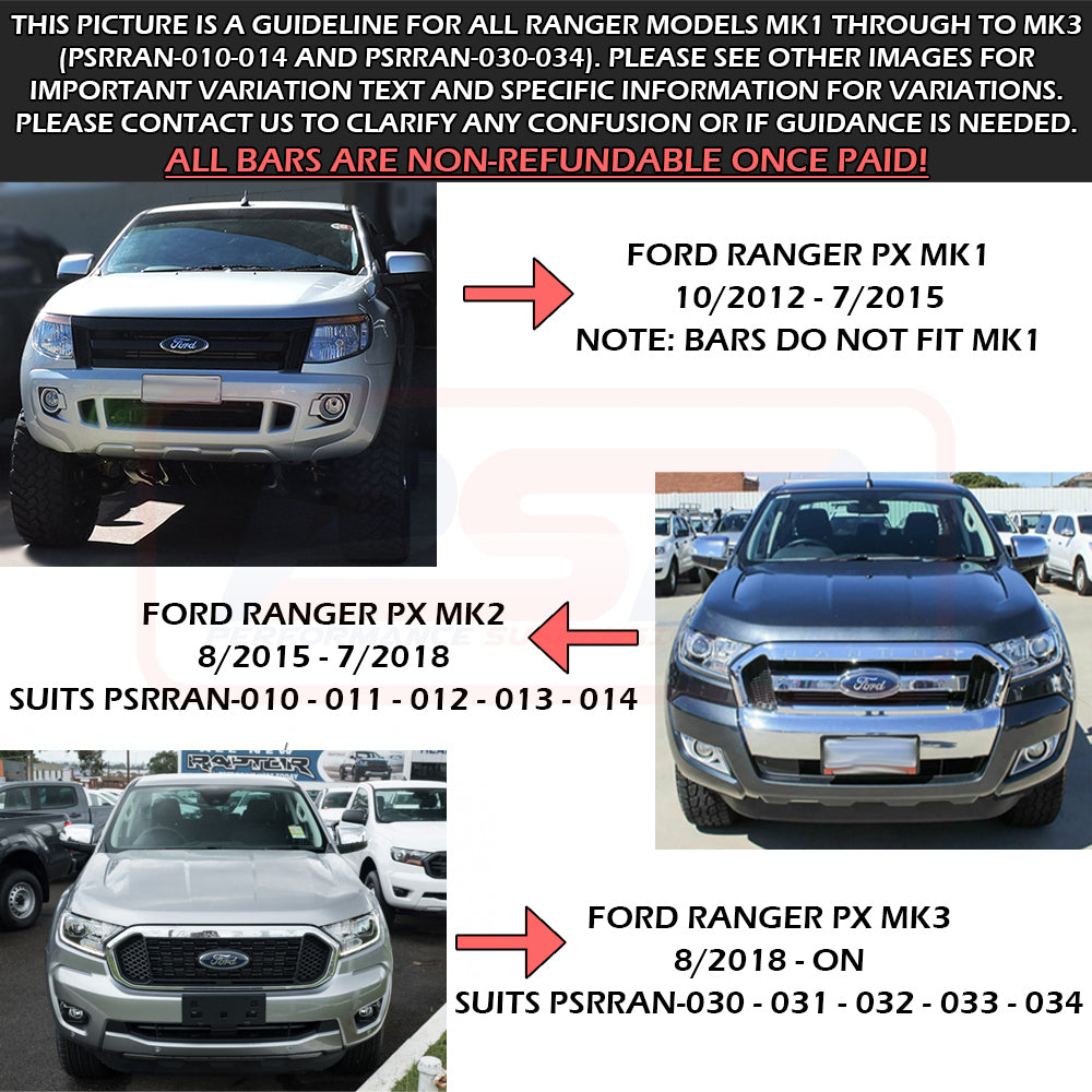 Ford Ranger PX MK2 8/2015-7/2018 Ambush Hoopless Bullbar
